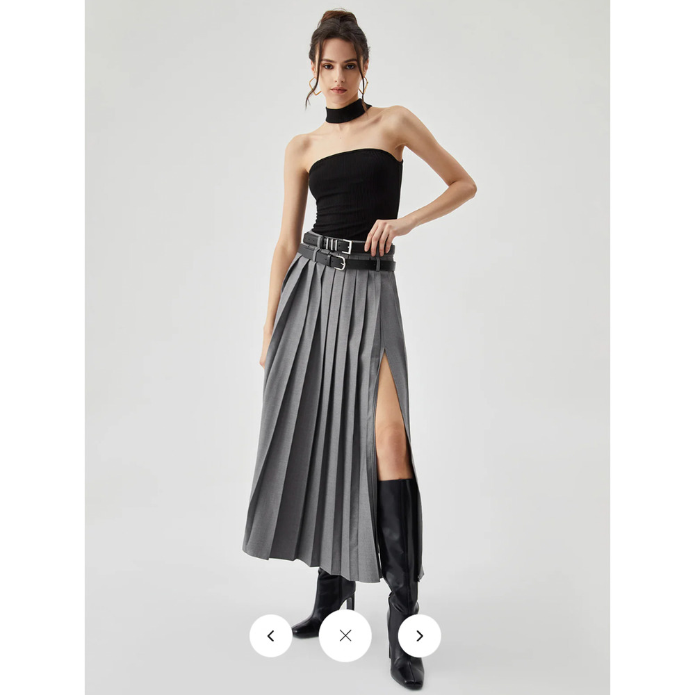 NWT  Commense Pleated Split Maxi Skirt Without Belt Sz S - Picture 3 of 5